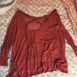 Crossback red long sleeve top